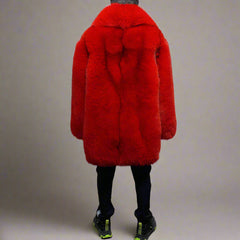 Red Fox Fur Coat for Men with Collar