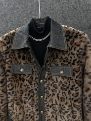 Men's Faux Mink Leopard Quilted Jacket