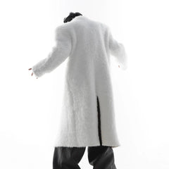 Men's Long Faux Mink Fur Shoulder-Padded Coat