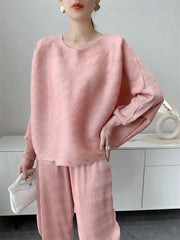 Flowing Plissé Tunic & Pants Set