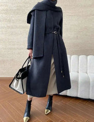 Luxury Wool-Blend Scarf Coat