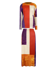 Geometric Plissé Top & Skirt
