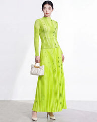 Luxury Geometric Plissé Skirt Set