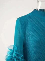 Luxury Plisse Ruffle Sleeve Dress