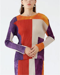 Geometric Plissé Top & Skirt