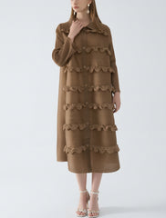 Tiered Ruffled Plissé Coat Dress