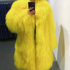 Unisex Oversized Mongolian Curly Lamb Fur Coat