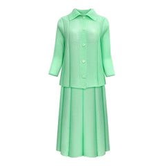 Pleated Set Top & Pull-On Skirt