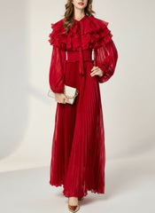 Couture Pleated Cape Dress