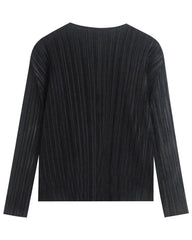 Lightweight Plisse Open-Front Cardigan
