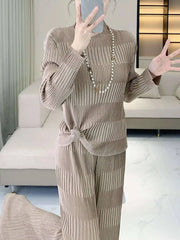 Luxury Pleated Ribbed 2-Piece