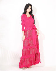 Plissé Japanese Fringe Midi Dress