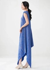 Luxury Pleats Asymmetric Cape Dress
