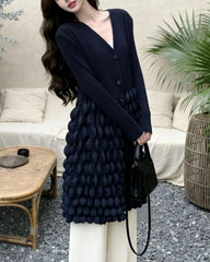 Plissé 3D Bubble Cardigan