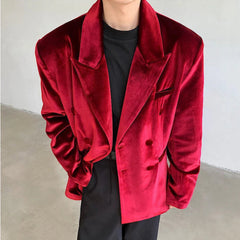 Luxury Men's Red Velvet Blazer