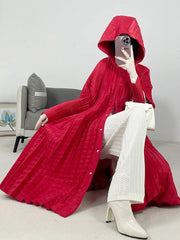 Luxury Plisse Hooded Long Coat