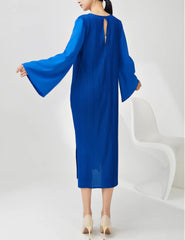 Luxury Pleated Bell Sleeve Dress