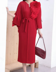 Luxury Floral Plissé Dress