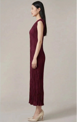 Sleeveless Pleated Crinkle Dress