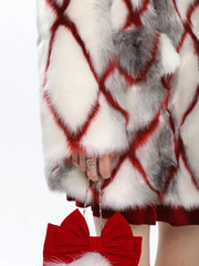 Retro Chic Couture Plaid Fur Overcoat