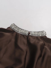 Crystal-Adorned Draped Blouse