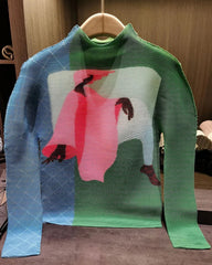 Luxury Abstract Plissé Top