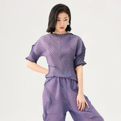 Truly Plissé Pleated 3/4 Sleeve Top