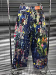 Women's Paint Splatter Wide-Leg Jeans