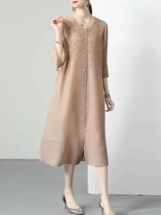 Premium Pleated Blouse Dress