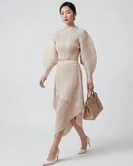 Pleated Asymmetric Skirt & Top Set