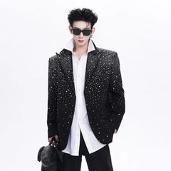 Men's Black Crystal Embellished Blazer