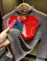 Luxury Abstract Plissé Top