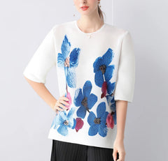 Luxury Pleated 3/4 Sleeve Blouse