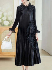 Truly Plissé Beaded Ruffle Dress