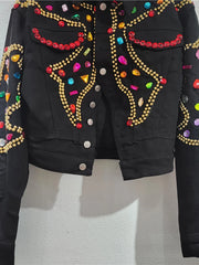 Black Bejewelled Denim Trucker Jacket