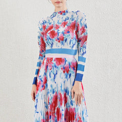 Luxury Floral Stretchy Pleated Skirt Set