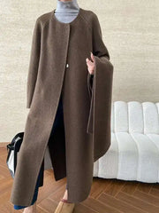 Luxury Wool-Blend Scarf Coat