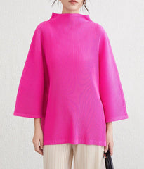 Elegant Mock-Neck Pleated Top