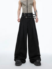 Designer Black Baggy High-Waist Pants