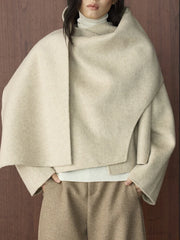 Wool-Blend Draped Cape Coat