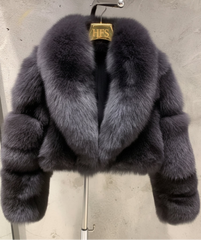 Couture Cropped Fox Fur Jacket