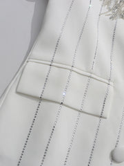 Rhinestone Pinstripe Fringe Blazer