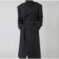 Men's Phantom Black Oversized Streetwear Long Coat