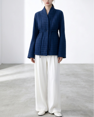 Drawstring Quilted Plissé Jacket