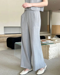 Fluid Pleat Wide-Leg Pants