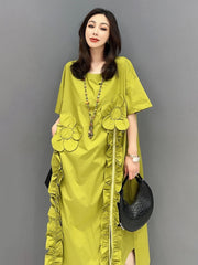Haute Bohemian Floral Short Sleeve Maxi Dress