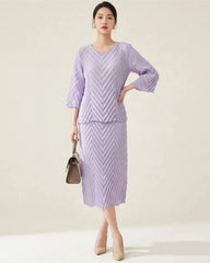Luxury Two-Piece Pleated Set
