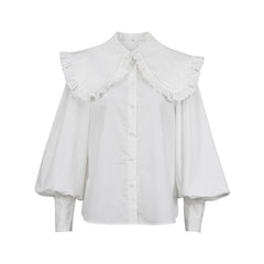 Classy Chic Oversized Collar White or Black Blouse Top