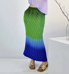Luxe Long Pleated Ombre Skirt