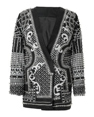 Luxe Pearl-Embellished Blazer